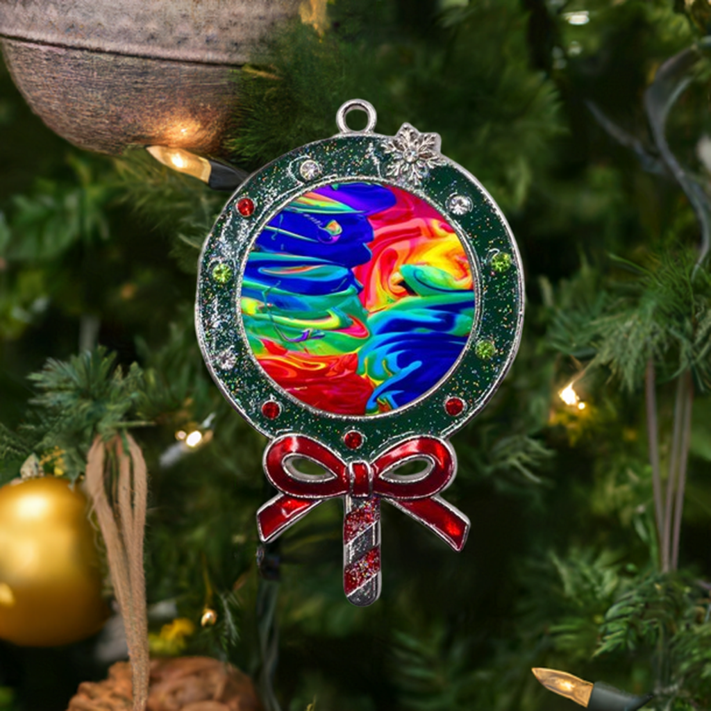 Colorful Metal Christmas Lollipop with Crystal Ornament