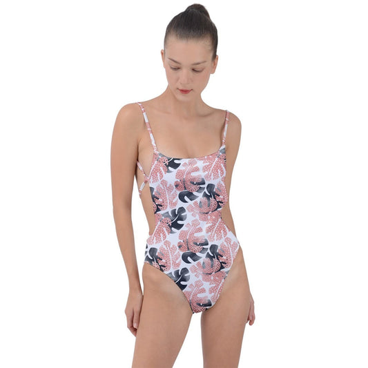 Monstera Tie Strap One Piece Swimsuit