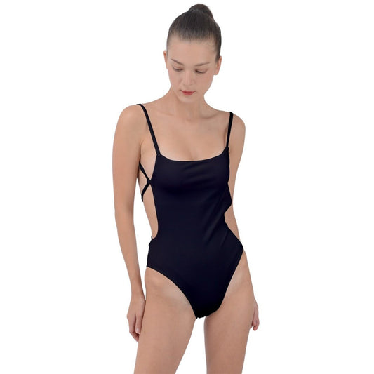 Tie Strap One Piece Swimsuit Black - FREE Shipping Included - Veteran Owned Business