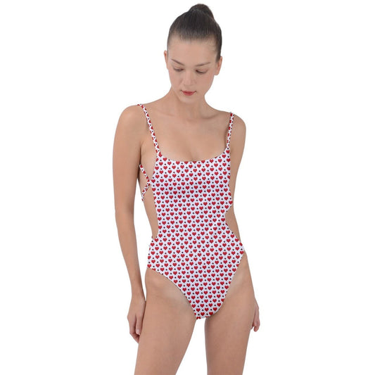 Tie Strap One Piece Swimsuit Hearts