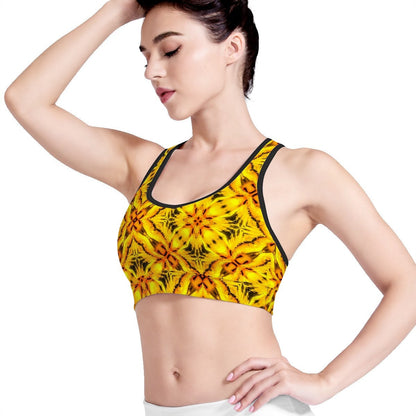 Chic Yellow Toghu Women's Athletic Bra with Black Binding