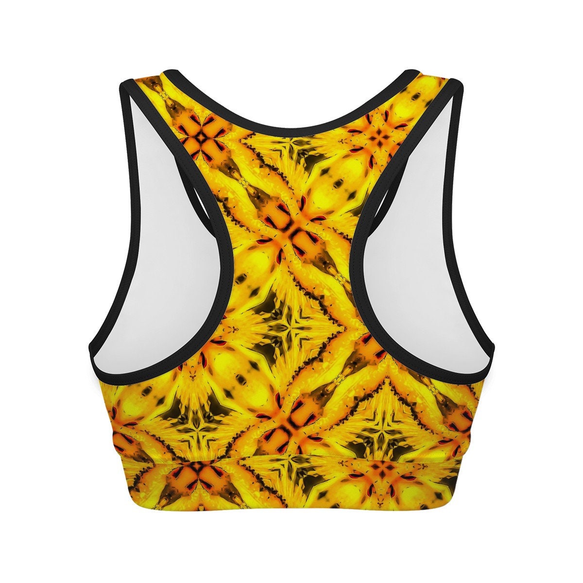 Chic Yellow Toghu Women's Athletic Bra with Black Binding