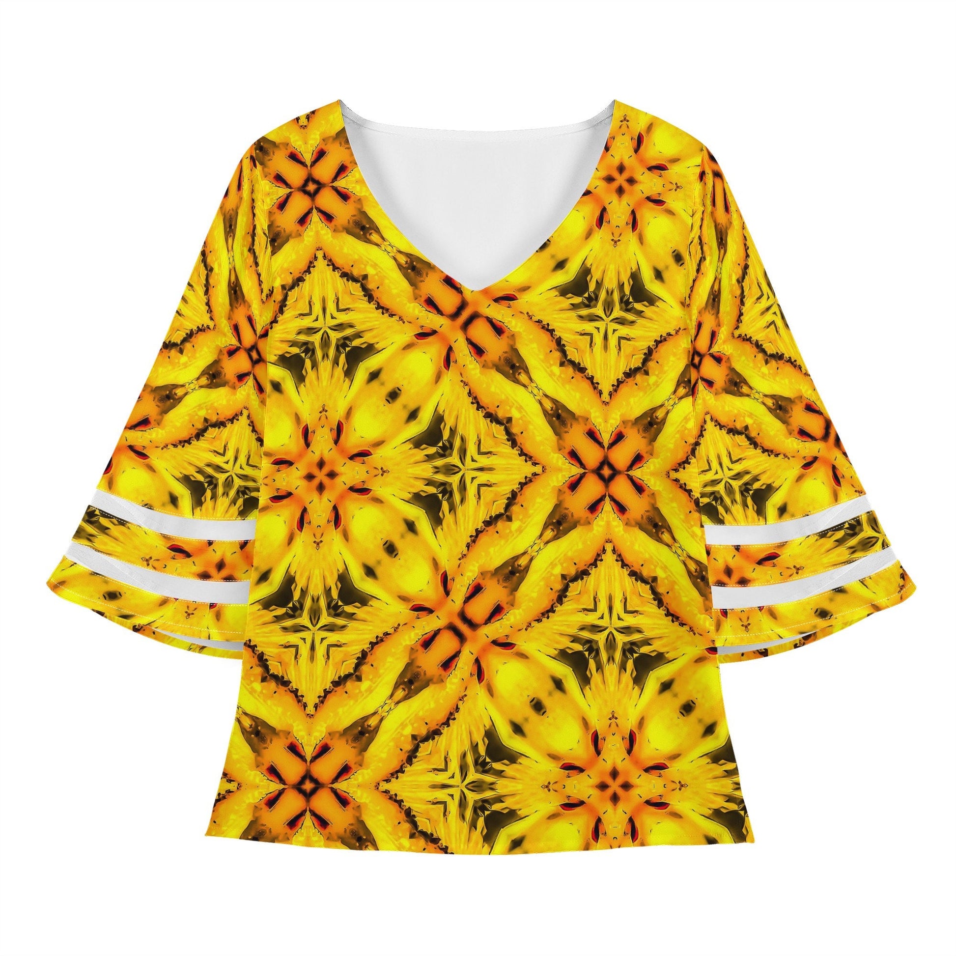 Yellow Toghu: Northwestern Cameroon Women Puff Sleeve Blouse