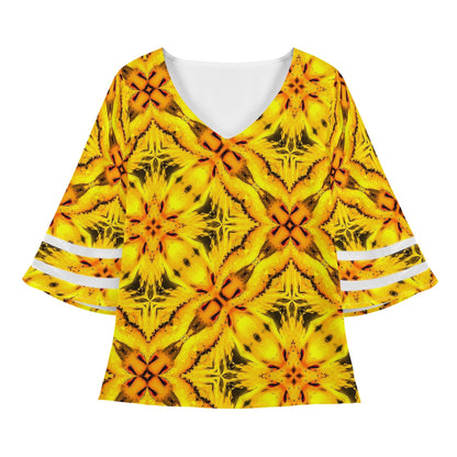 Yellow Toghu: Northwestern Cameroon Women Puff Sleeve Blouse