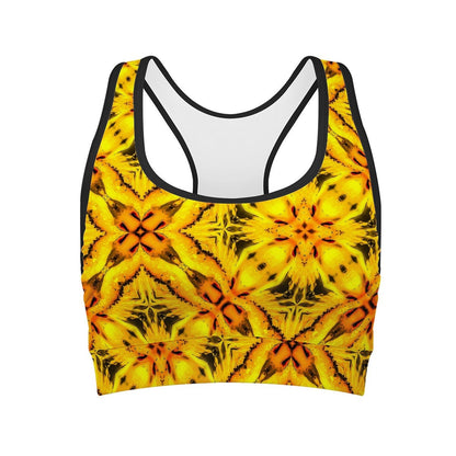 Chic Yellow Toghu Women's Athletic Bra with Black Binding