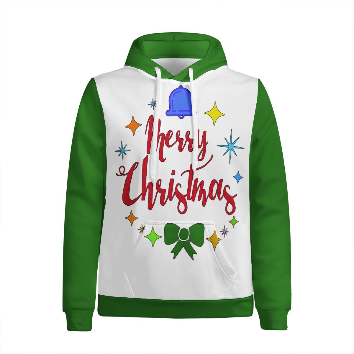 Men's Hoodie Merry Christmas - Green Accent