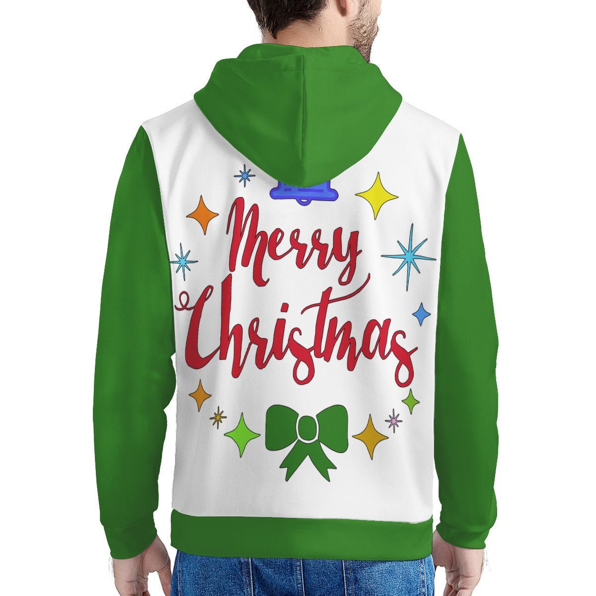Men's Hoodie Merry Christmas - Green Accent