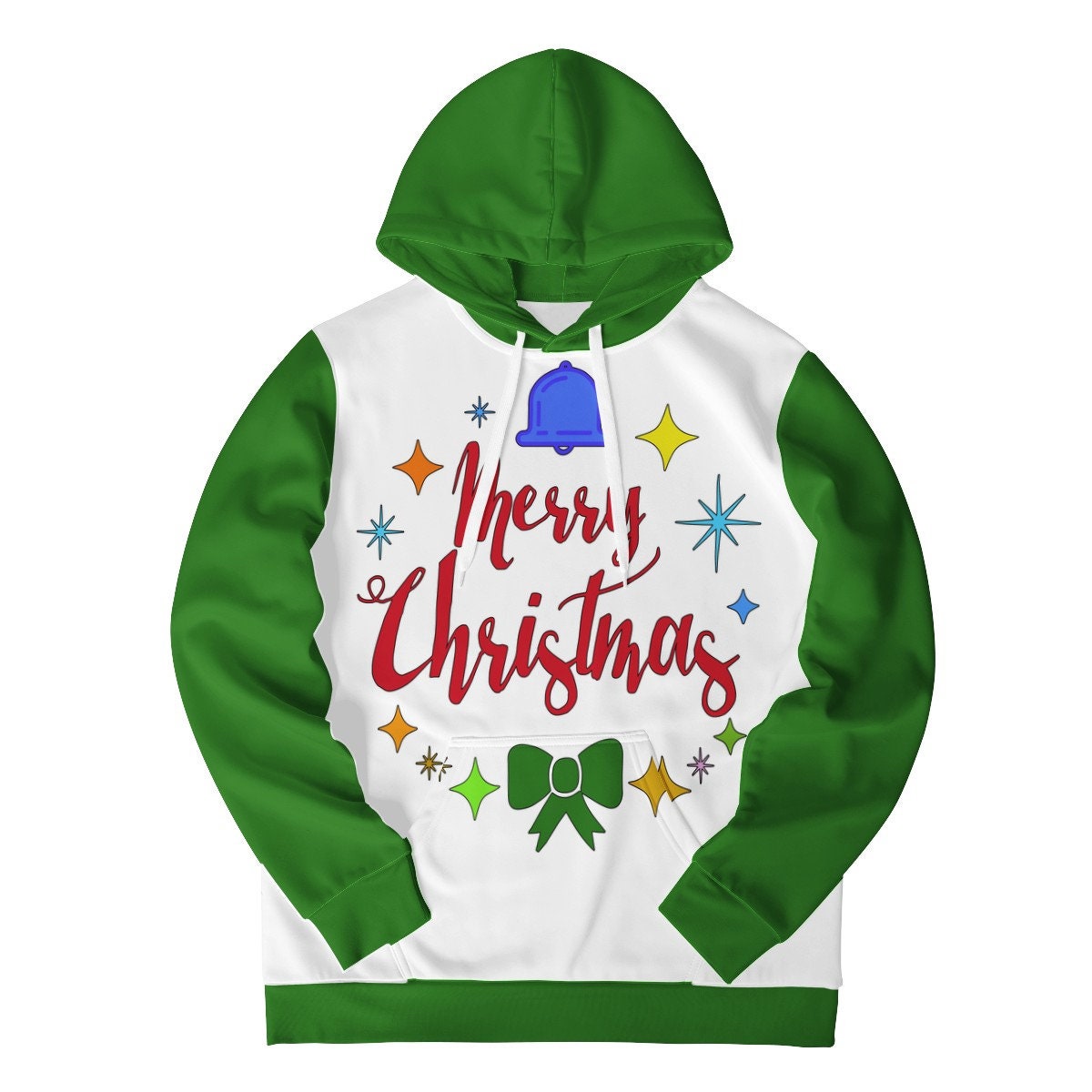 Men's Hoodie Merry Christmas - Green Accent