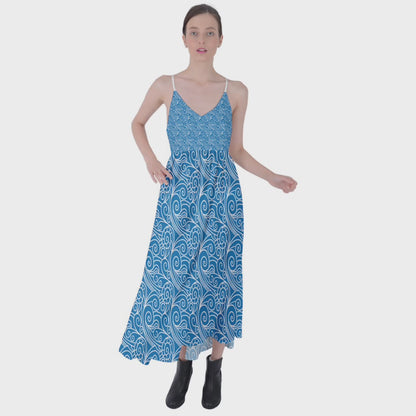 Tie Back Maxi Dress  Blue Wind