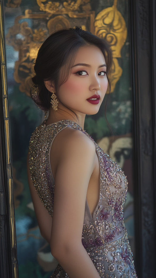 Opulent Gold Embellished Evening Gown | Luxtrini Couture Collection