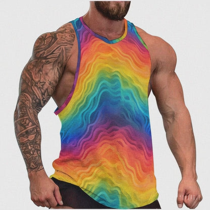 Rainbow Muscle Tank Top – Men’s Sleeveless Shirt for Festival, Beach, or Gym – Bright, Bold & Breathable