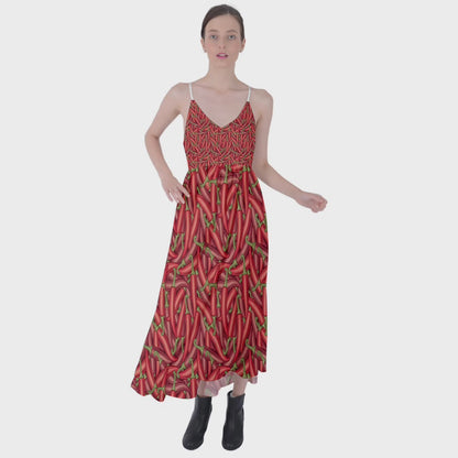 Tie Back Maxi Dress   Chili Pepper