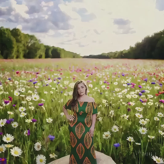 African Ethnic MudCloth Women Off Shoulder Maxi Dress - Sizes up to 7XL