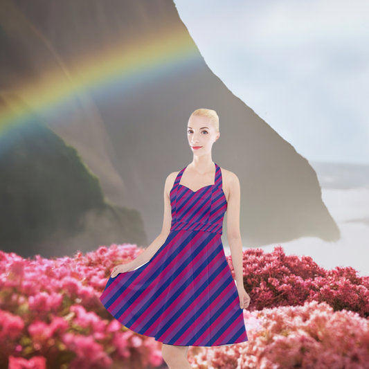 Bisexual Flag Halter Party Swing Dress