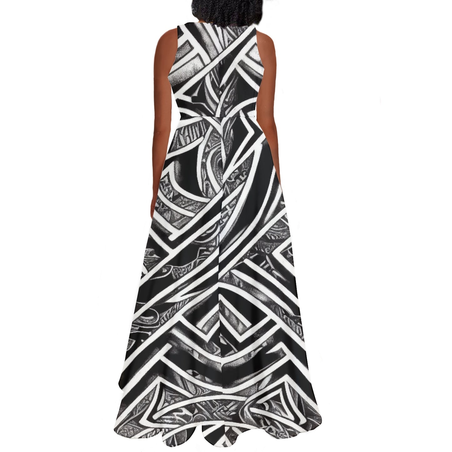 Polynesian Long Sleeveless Dress up to XL