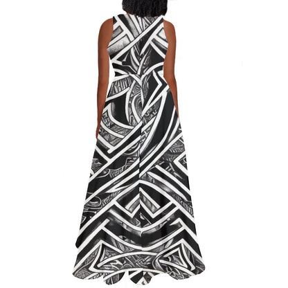 Polynesian Long Sleeveless Dress up to XL