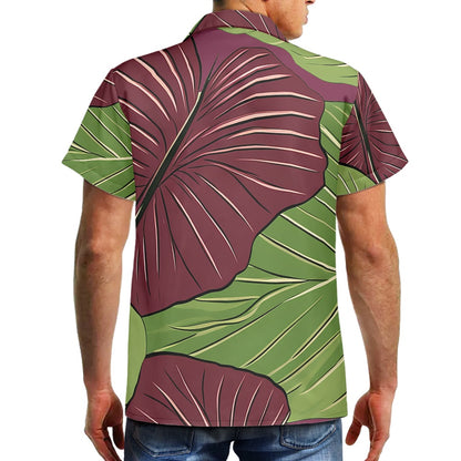 Kalo on Maroon Hawaiian Shirt: A Harmonious Fusion of Tradition and Modern Elegance