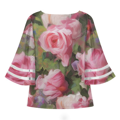 Roses Women Puff Sleeve Blouse