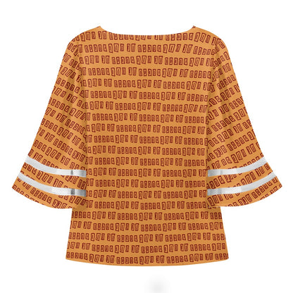 African Mudcloth Women Puff Sleeve Blouse