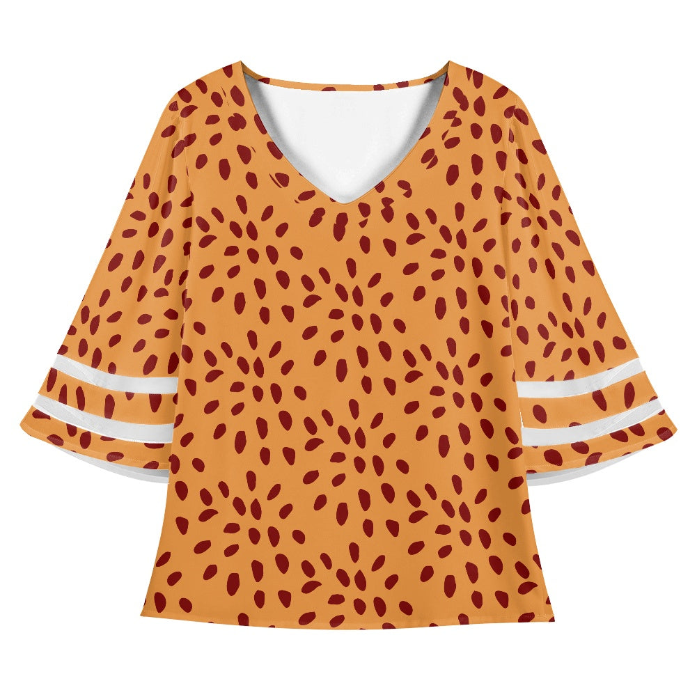 African Mudcloth Women Puff Sleeve Blouse