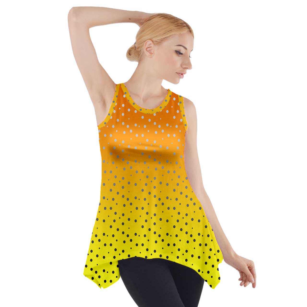 Golden Orange Gradient Side Drop Tank Tunic - Luxtrini, LLC