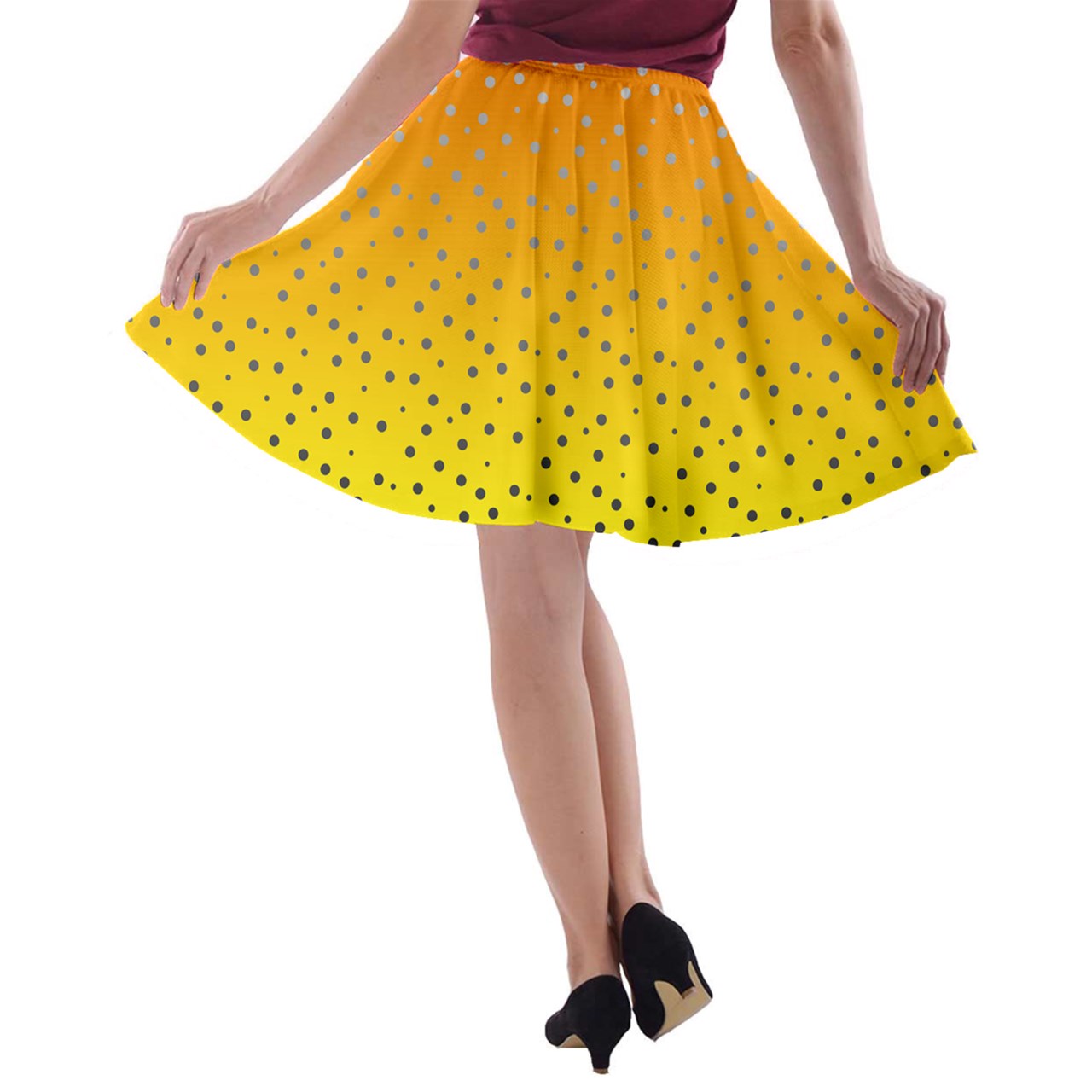 Golden Orange Gradient A-line Skater Skirt - Luxtrini, LLC