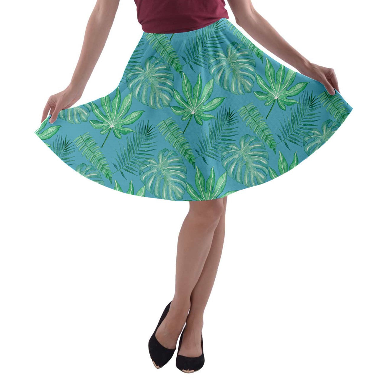 Monstera A-line Skater Skirt - Luxtrini, LLC