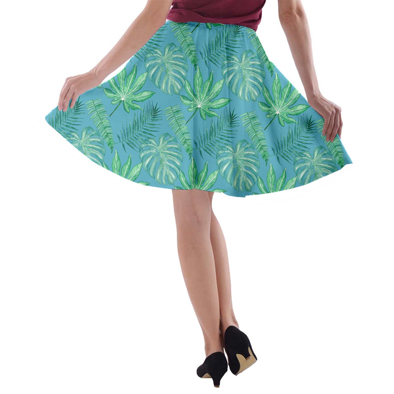 Monstera A-line Skater Skirt - Luxtrini, LLC