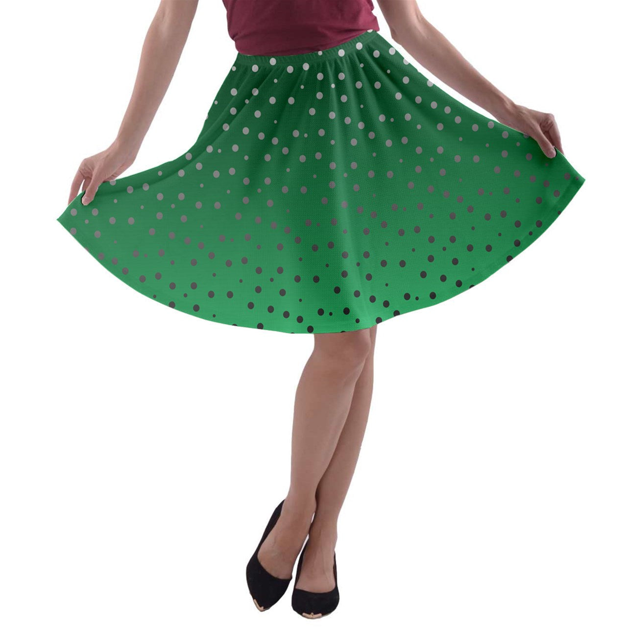 Green Gradient A-line Skater Skirt - Luxtrini, LLC