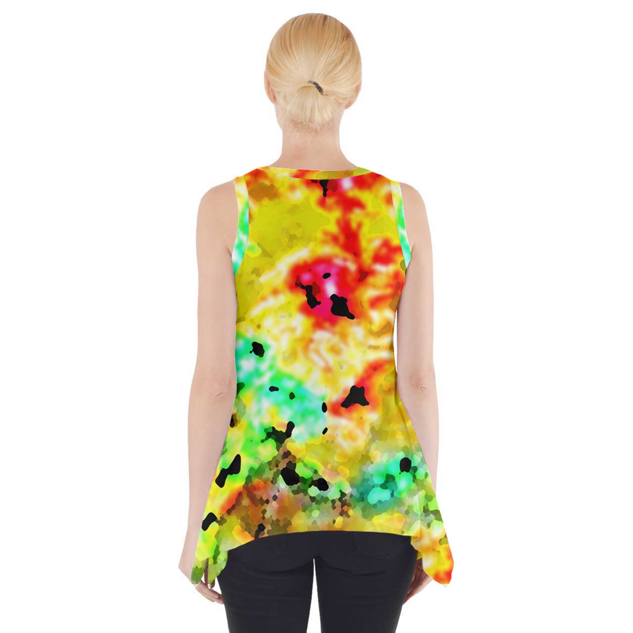 Hibiscus Impressionist Side Drop Tank Tunic - Luxtrini, LLC