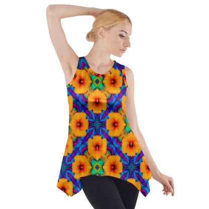 Hibiscus Array Side Drop Tank Tunic - Luxtrini, LLC