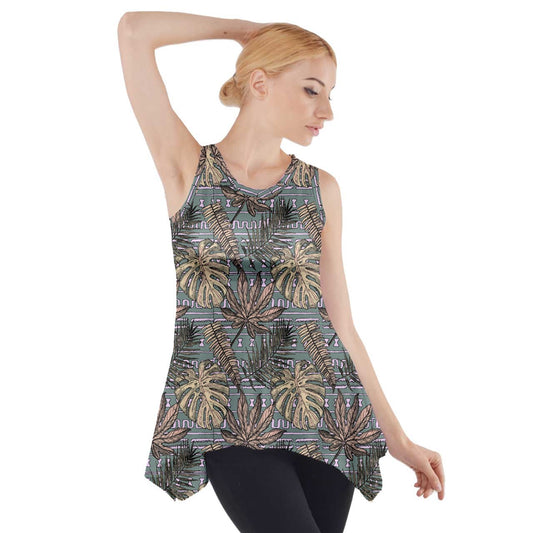 Monstera Fern #5 Side Drop Tank Tunic - Luxtrini, LLC