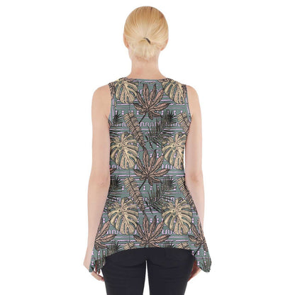 Monstera Fern #5 Side Drop Tank Tunic - Luxtrini, LLC