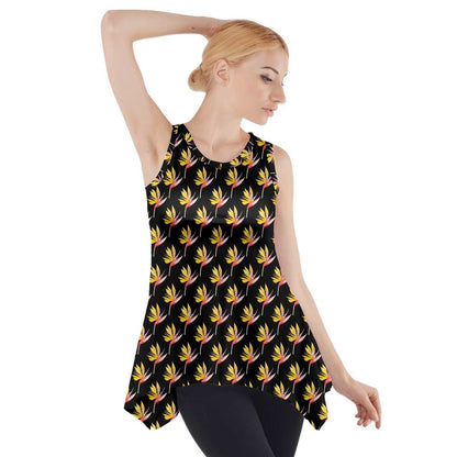 Side Drop Tank Tunic Orchid on Black - Luxtrini, LLC