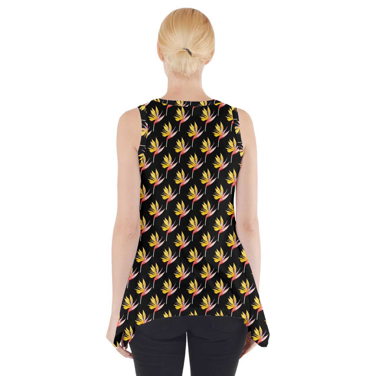 Side Drop Tank Tunic Orchid on Black - Luxtrini, LLC