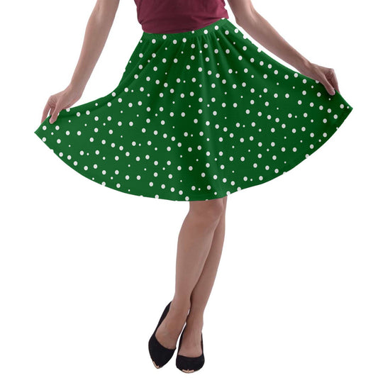 A-line Skater Skirt Green Dot - Luxtrini, LLC