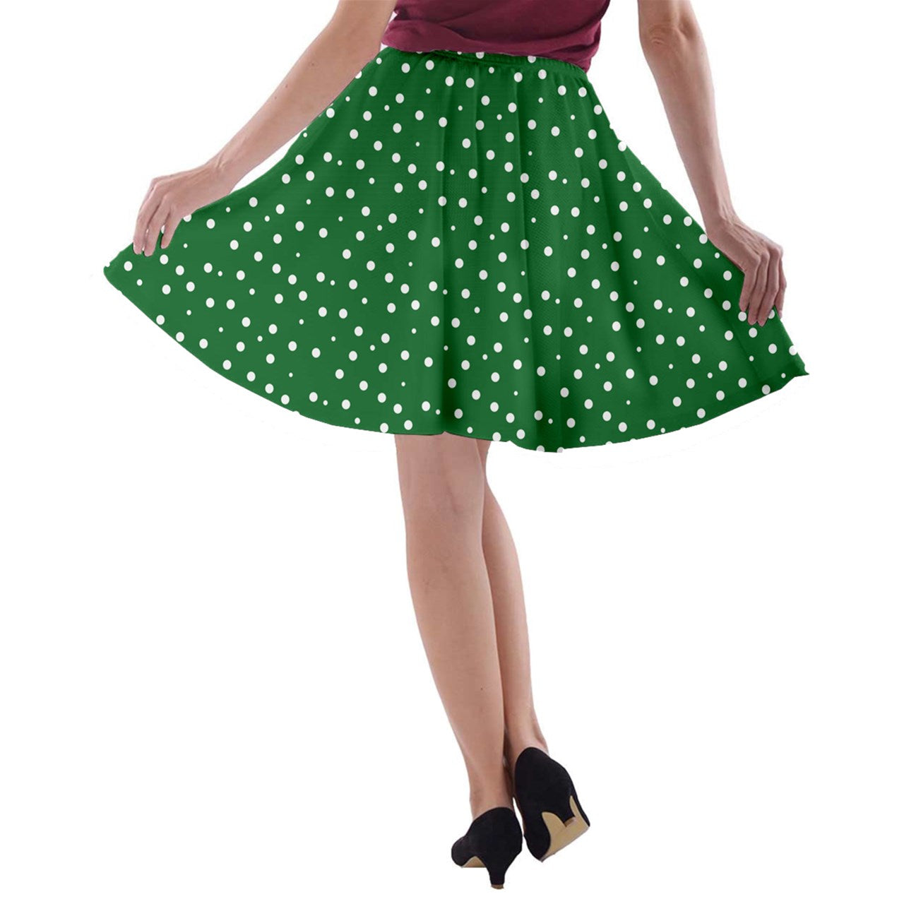 A-line Skater Skirt Green Dot - Luxtrini, LLC