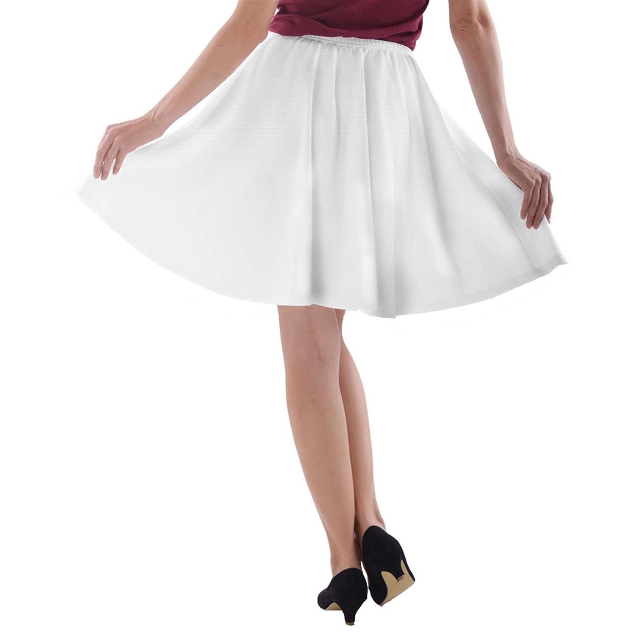 A-line Skater Skirt White - Luxtrini, LLC