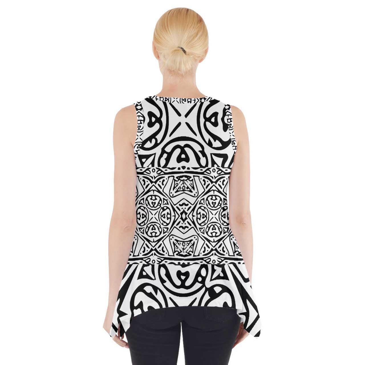 Side Drop Tank Tunic Hawaiian Tribal - Luxtrini, LLC