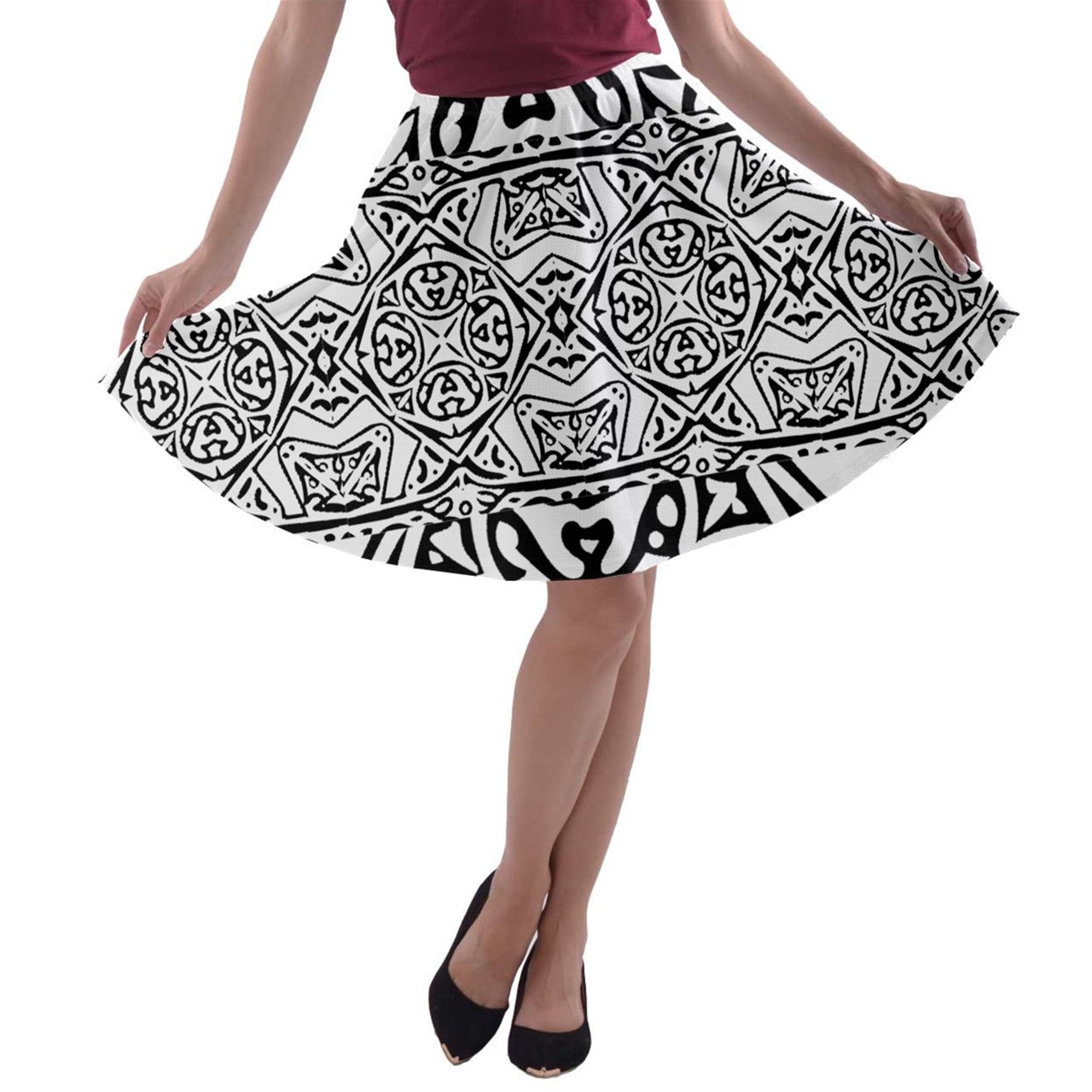 A-line Skater Skirt Hawaiian Tribal - Luxtrini, LLC