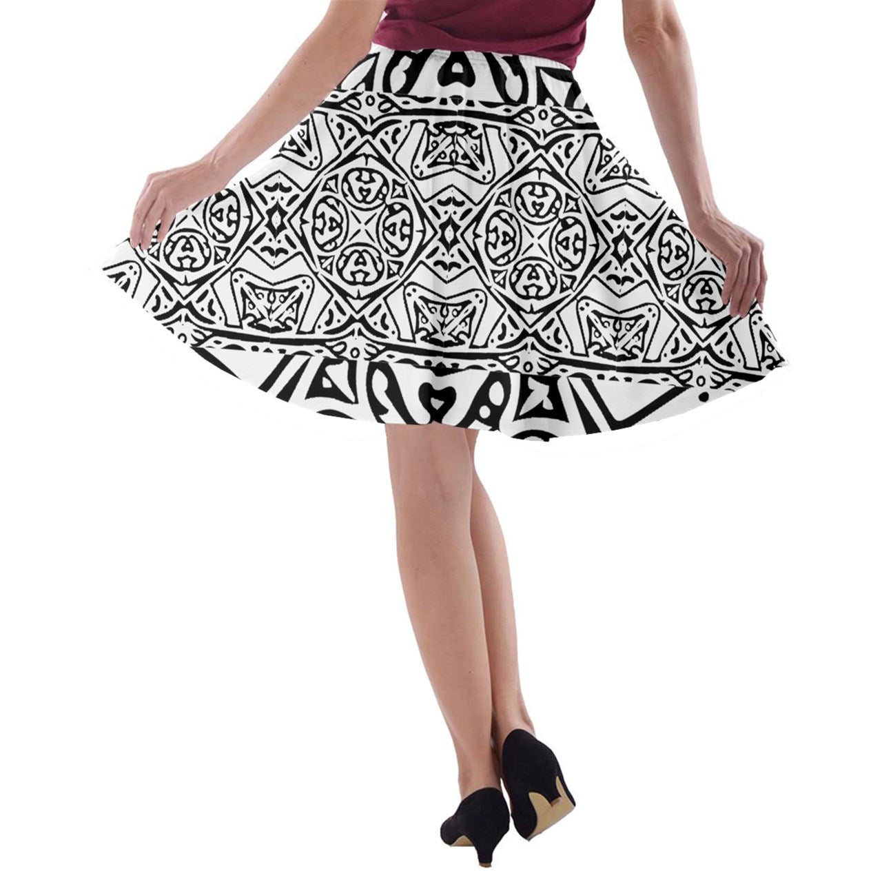 A-line Skater Skirt Hawaiian Tribal - Luxtrini, LLC