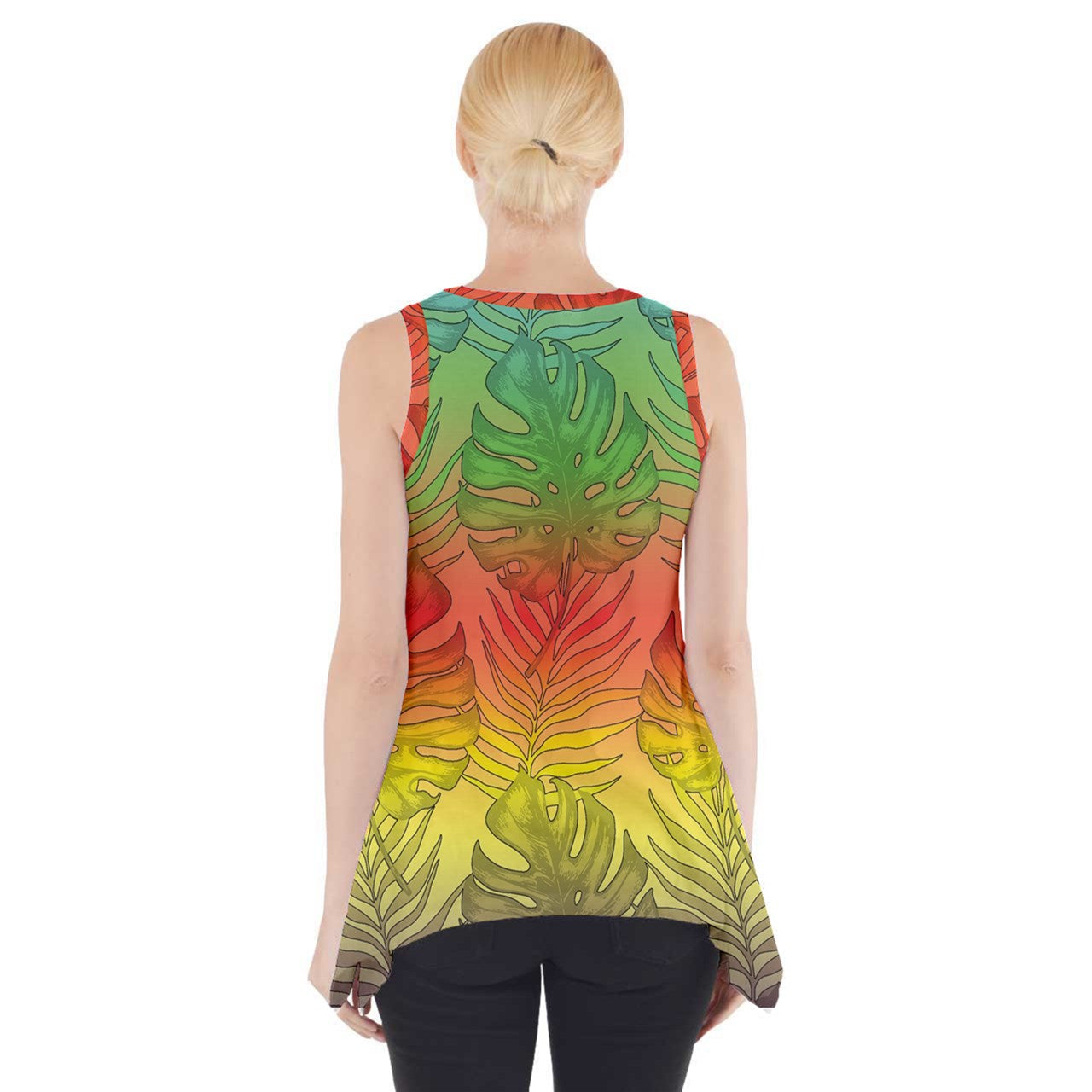 Side Drop Tank Tunic Hawaiian Tribal - Luxtrini, LLC