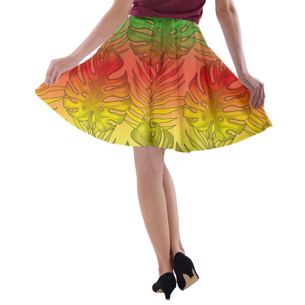 A-line Skater Skirt Hawaiian Tribal - Luxtrini, LLC