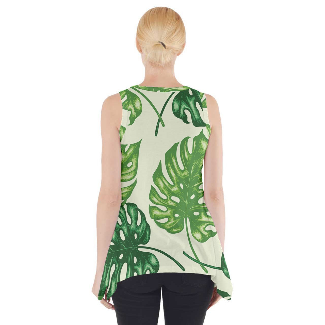 Side Drop Tank Tunic Tropical Palms - Luxtrini, LLC