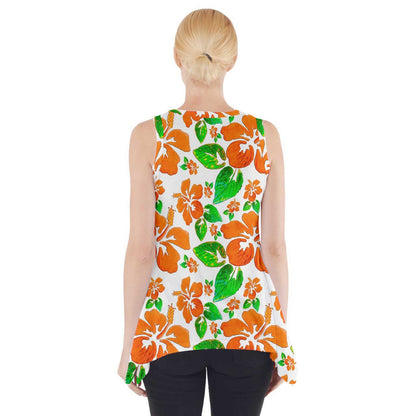 Side Drop Tank Tunic Hibiscus - Luxtrini, LLC