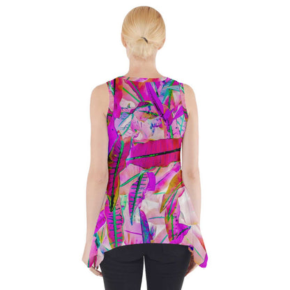 Side Drop Tank Tunic Purple Croton - Luxtrini, LLC