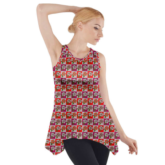 Side Drop Tank Tunic Hibiscus - Luxtrini, LLC