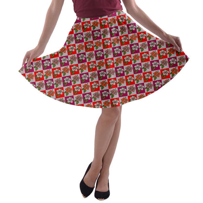 A-line Skater Skirt Hibiscus - Luxtrini, LLC