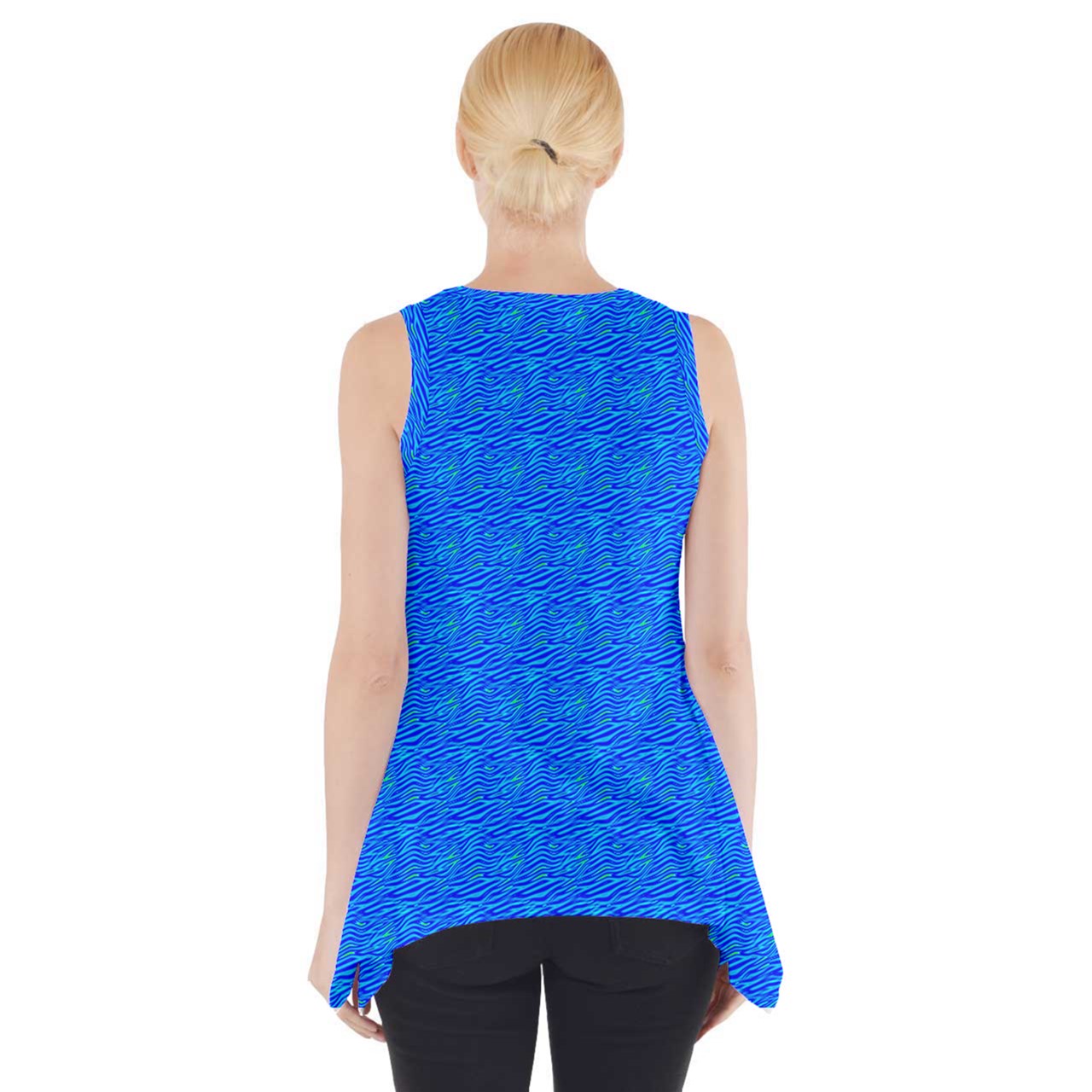 Side Drop Tank Tunic Blue Wave - Luxtrini, LLC