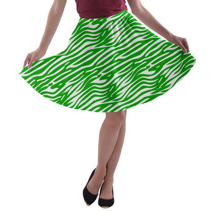 A-line Skater Skirt Green Wave - Luxtrini, LLC